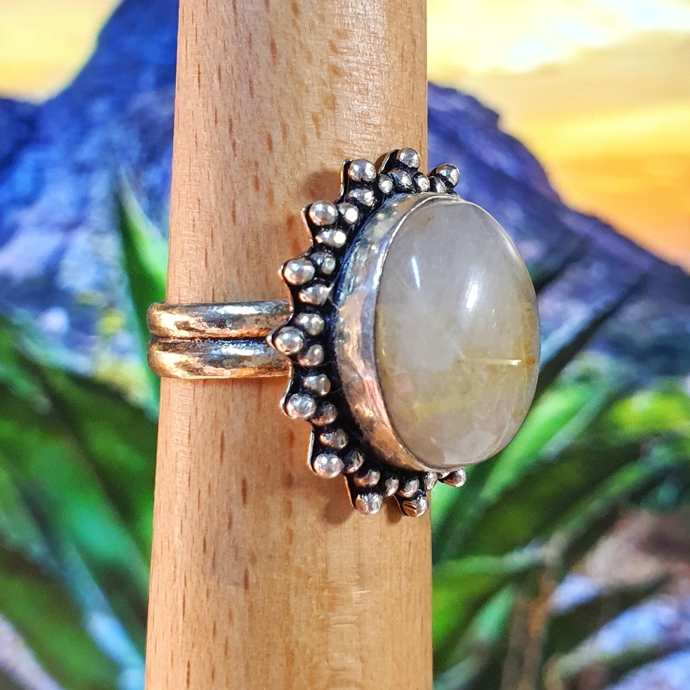 Citrine Gemstone Sterling Silver Plated Ring Size 7